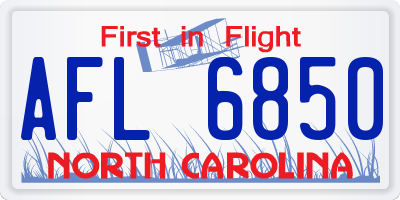 NC license plate AFL6850