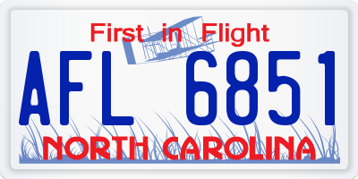 NC license plate AFL6851