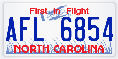 NC license plate AFL6854