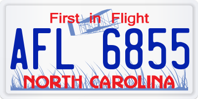 NC license plate AFL6855