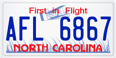 NC license plate AFL6867
