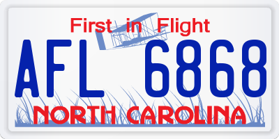 NC license plate AFL6868