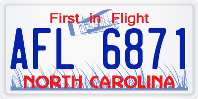 NC license plate AFL6871