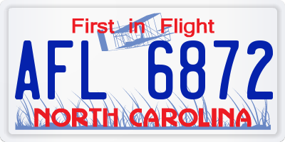 NC license plate AFL6872