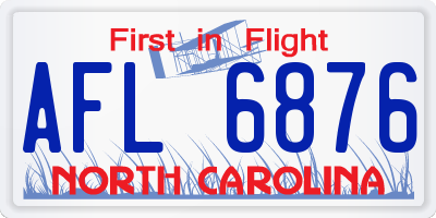 NC license plate AFL6876