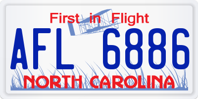 NC license plate AFL6886