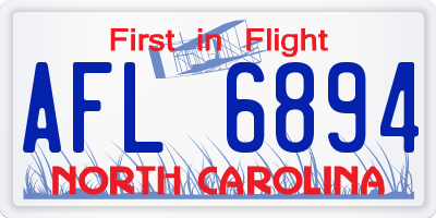 NC license plate AFL6894