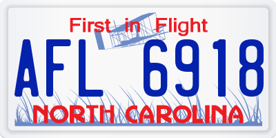 NC license plate AFL6918