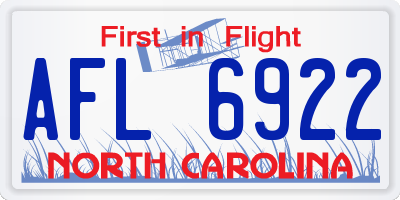 NC license plate AFL6922