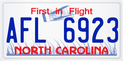 NC license plate AFL6923
