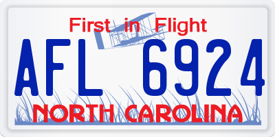 NC license plate AFL6924