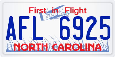 NC license plate AFL6925