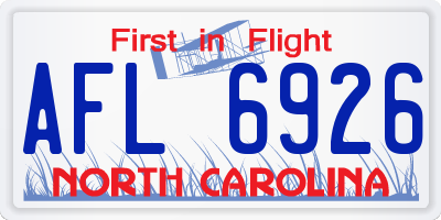 NC license plate AFL6926