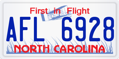 NC license plate AFL6928