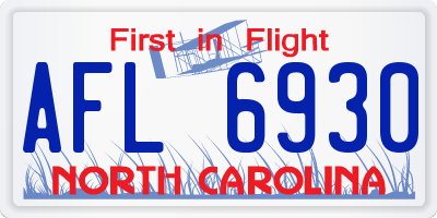 NC license plate AFL6930