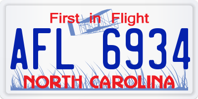 NC license plate AFL6934