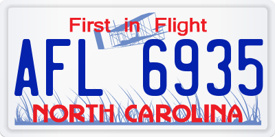 NC license plate AFL6935