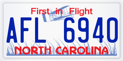 NC license plate AFL6940