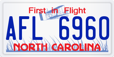 NC license plate AFL6960