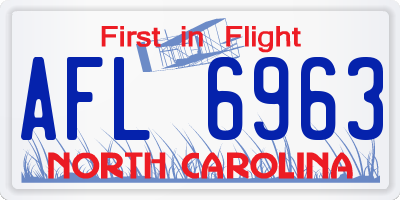 NC license plate AFL6963