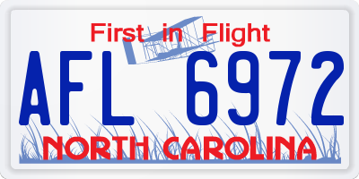 NC license plate AFL6972