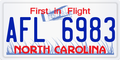 NC license plate AFL6983
