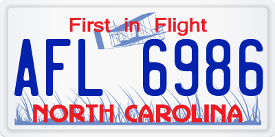 NC license plate AFL6986