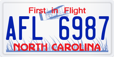 NC license plate AFL6987