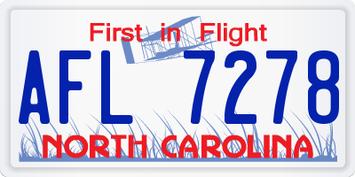 NC license plate AFL7278