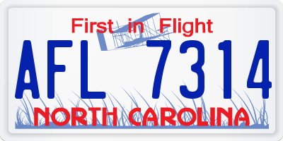 NC license plate AFL7314
