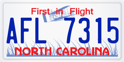 NC license plate AFL7315