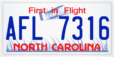 NC license plate AFL7316