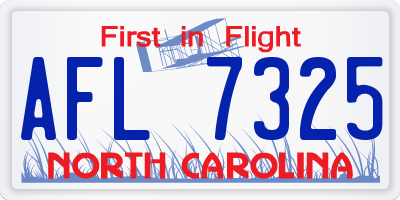 NC license plate AFL7325