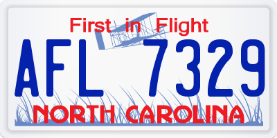 NC license plate AFL7329