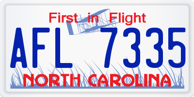 NC license plate AFL7335