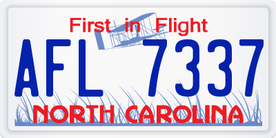 NC license plate AFL7337