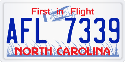 NC license plate AFL7339