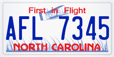 NC license plate AFL7345