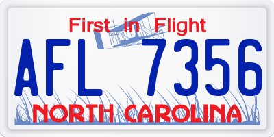 NC license plate AFL7356
