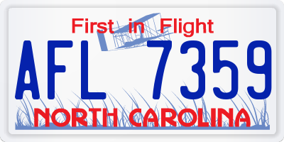 NC license plate AFL7359