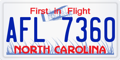 NC license plate AFL7360
