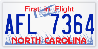 NC license plate AFL7364