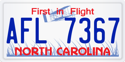 NC license plate AFL7367
