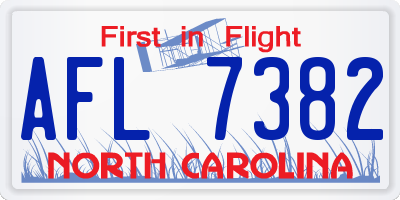 NC license plate AFL7382