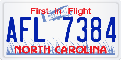 NC license plate AFL7384