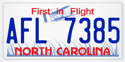 NC license plate AFL7385