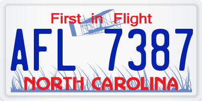 NC license plate AFL7387