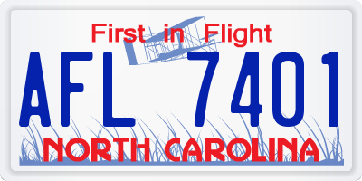 NC license plate AFL7401