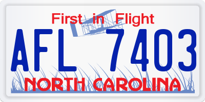 NC license plate AFL7403
