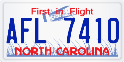 NC license plate AFL7410